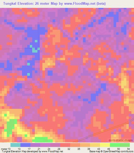 Tungkal,Indonesia Elevation Map