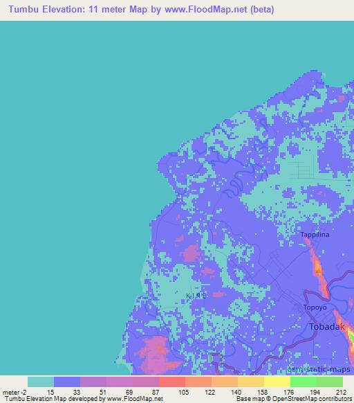 Tumbu,Indonesia Elevation Map