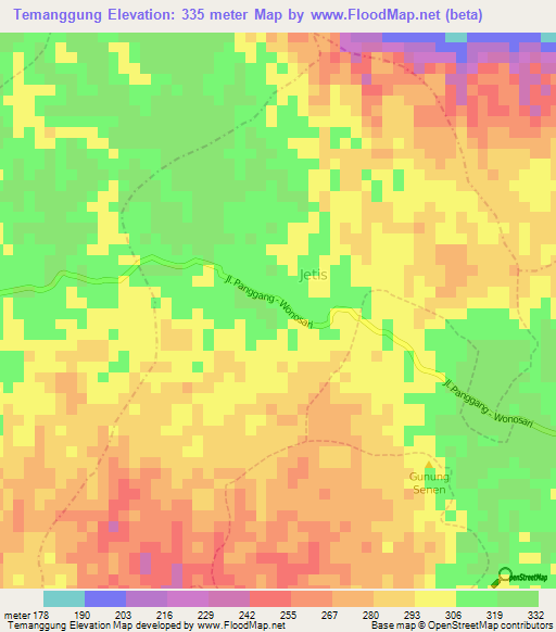 Temanggung,Indonesia Elevation Map