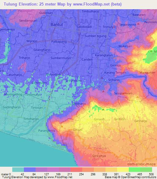 Tulung,Indonesia Elevation Map