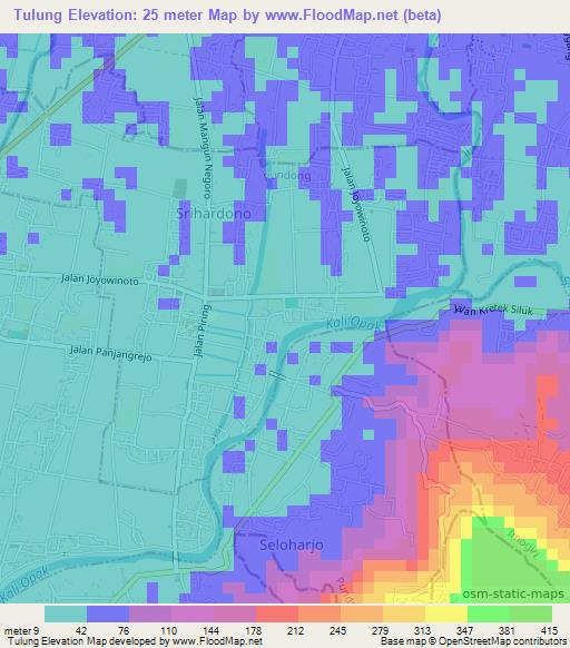 Tulung,Indonesia Elevation Map