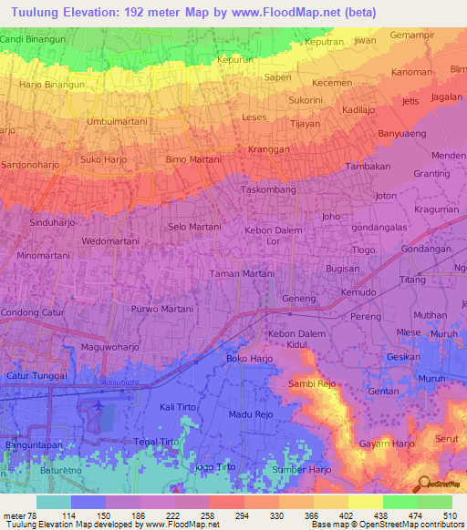 Tuulung,Indonesia Elevation Map