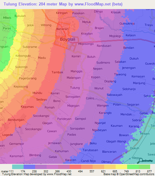 Tulung,Indonesia Elevation Map