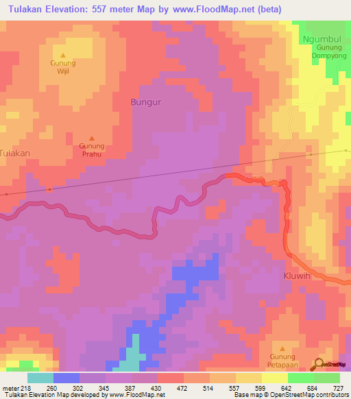 Tulakan,Indonesia Elevation Map