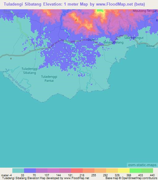 Tuladengi Sibatang,Indonesia Elevation Map
