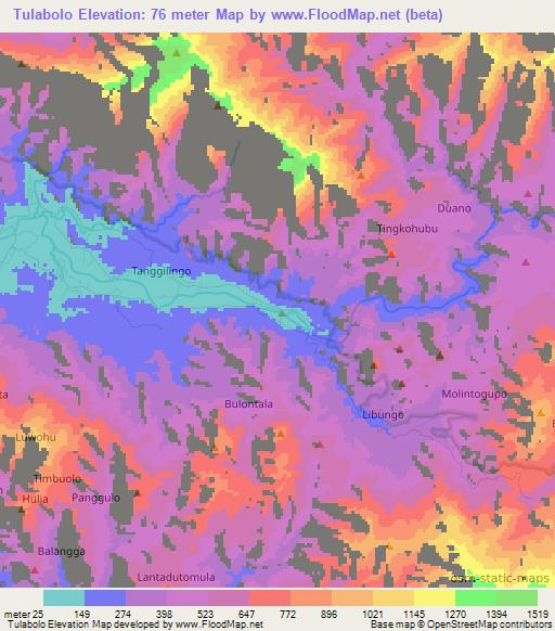 Tulabolo,Indonesia Elevation Map