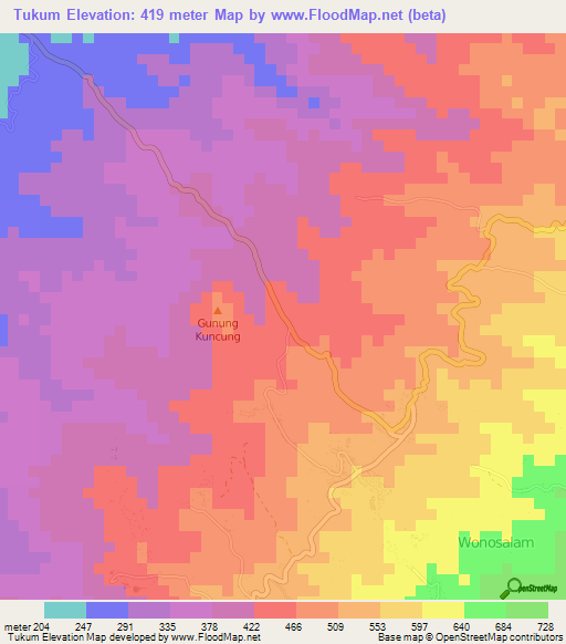 Tukum,Indonesia Elevation Map