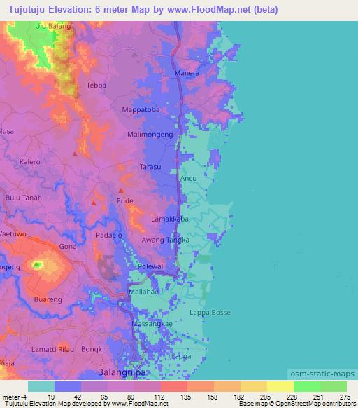 Tujutuju,Indonesia Elevation Map