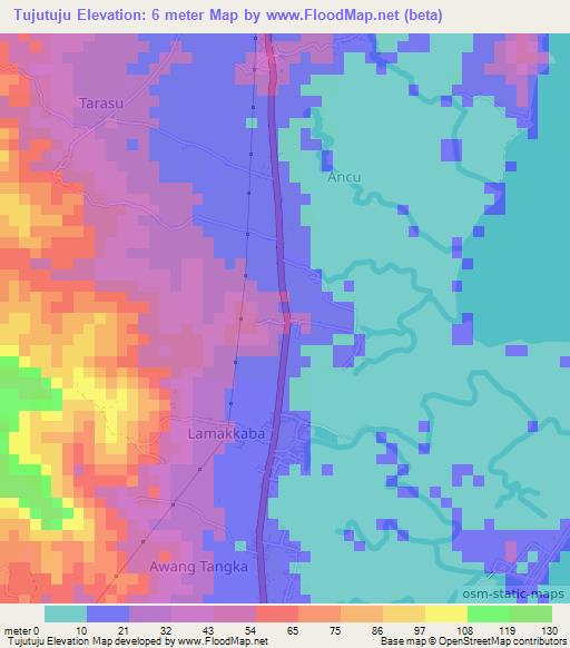 Tujutuju,Indonesia Elevation Map