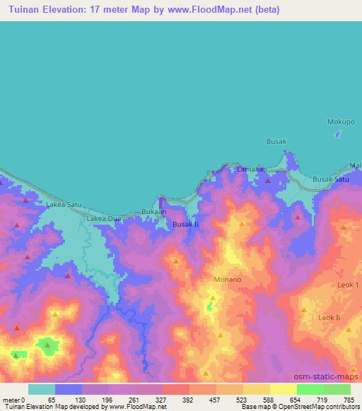 Tuinan,Indonesia Elevation Map