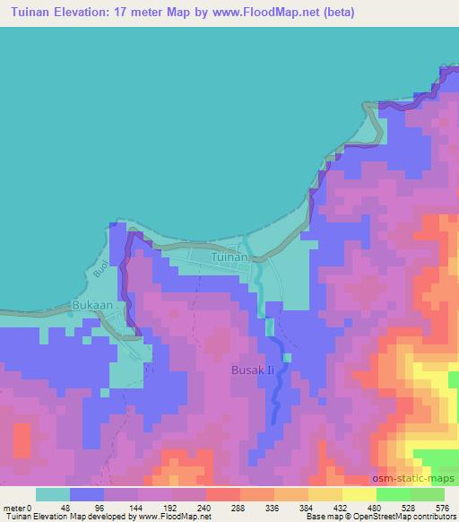 Tuinan,Indonesia Elevation Map