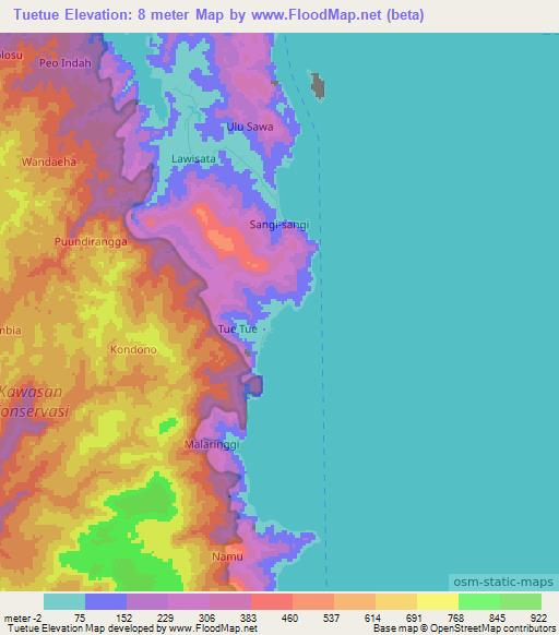 Tuetue,Indonesia Elevation Map