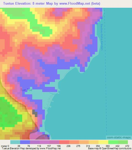 Tuetue,Indonesia Elevation Map