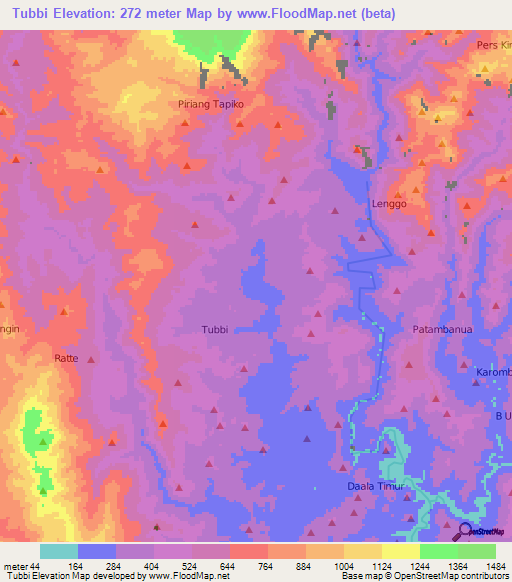 Tubbi,Indonesia Elevation Map