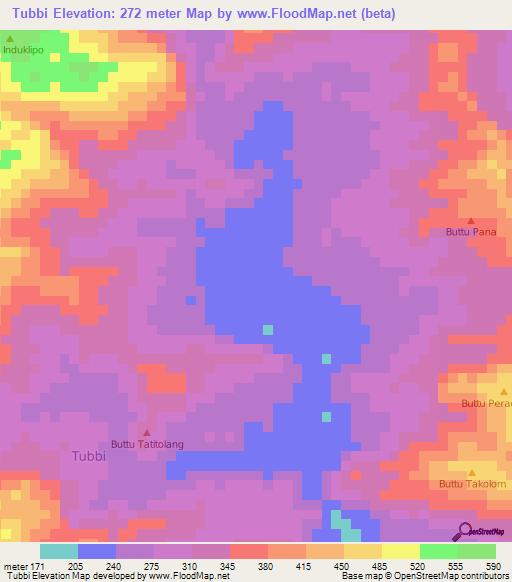 Tubbi,Indonesia Elevation Map