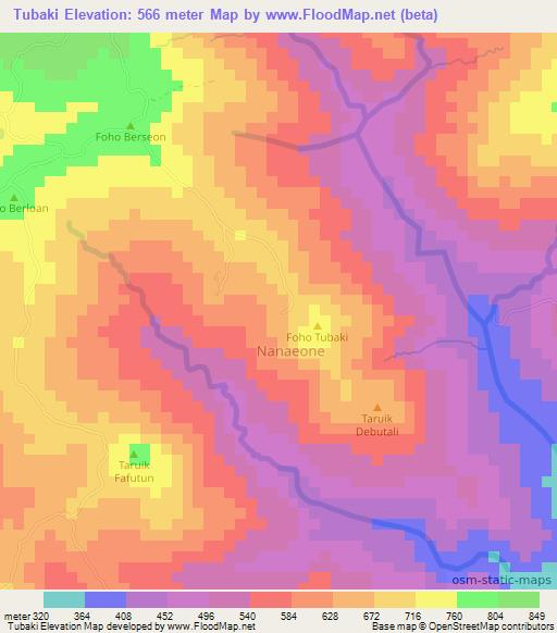 Tubaki,Indonesia Elevation Map