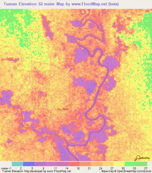 Tuanan,Indonesia Elevation Map