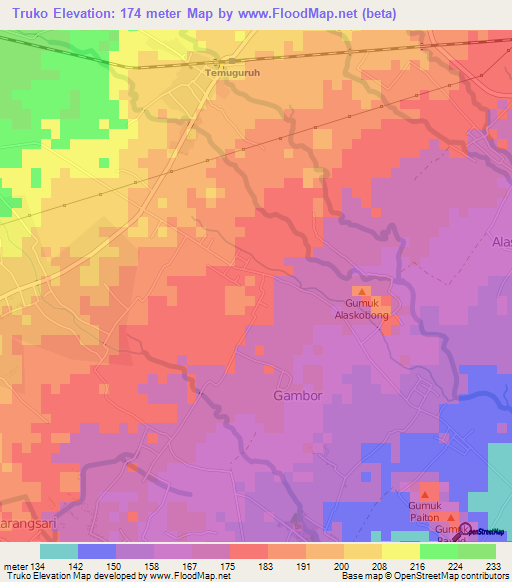 Truko,Indonesia Elevation Map