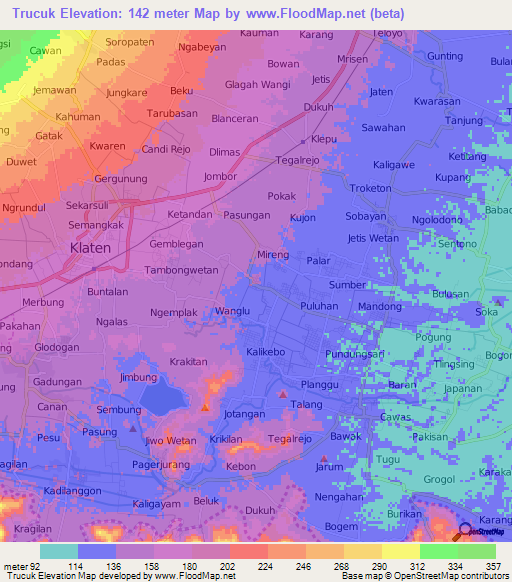 Trucuk,Indonesia Elevation Map