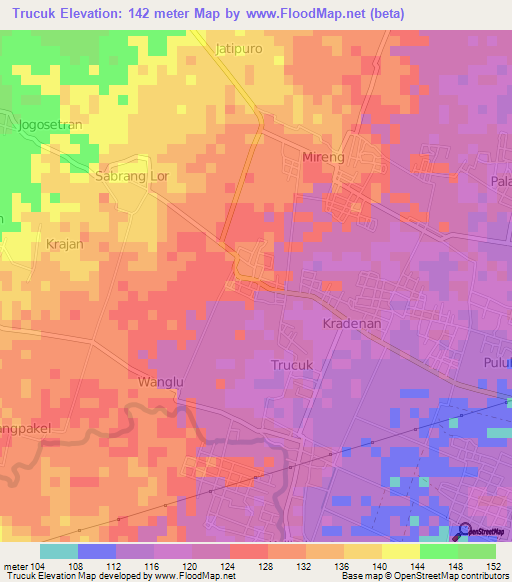 Trucuk,Indonesia Elevation Map