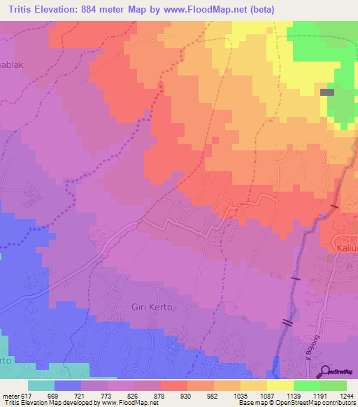 Tritis,Indonesia Elevation Map