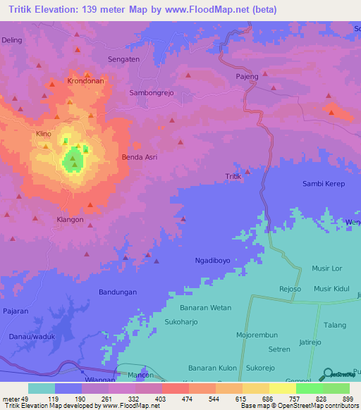 Tritik,Indonesia Elevation Map