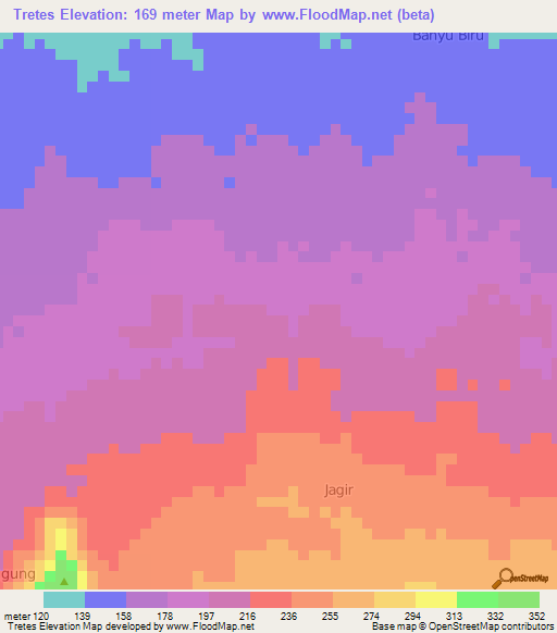 Tretes,Indonesia Elevation Map