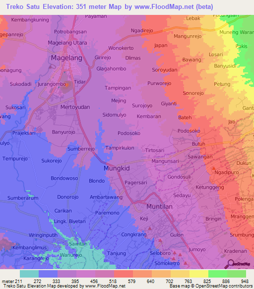 Treko Satu,Indonesia Elevation Map