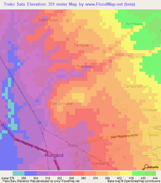 Treko Satu,Indonesia Elevation Map