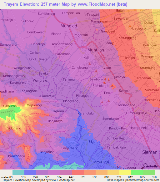 Trayem,Indonesia Elevation Map