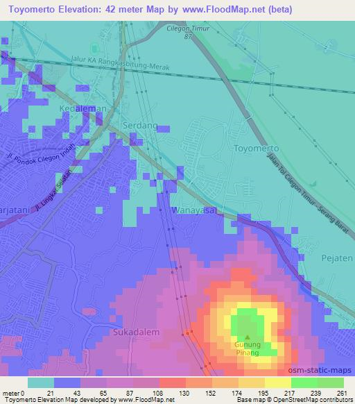 Toyomerto,Indonesia Elevation Map