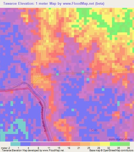 Tawaroe,Indonesia Elevation Map