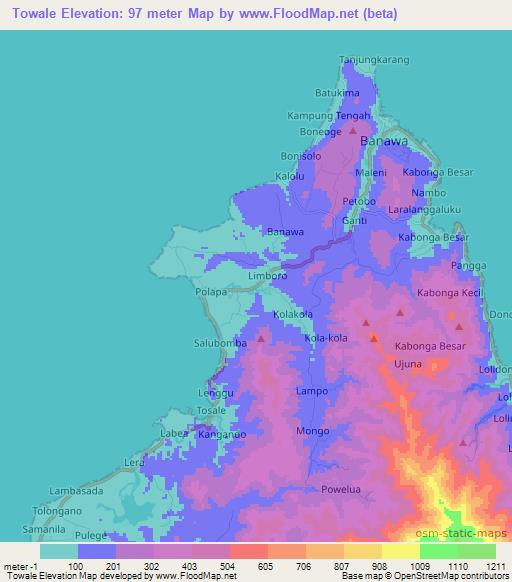 Towale,Indonesia Elevation Map