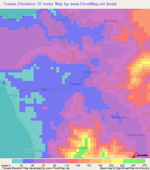 Towale,Indonesia Elevation Map