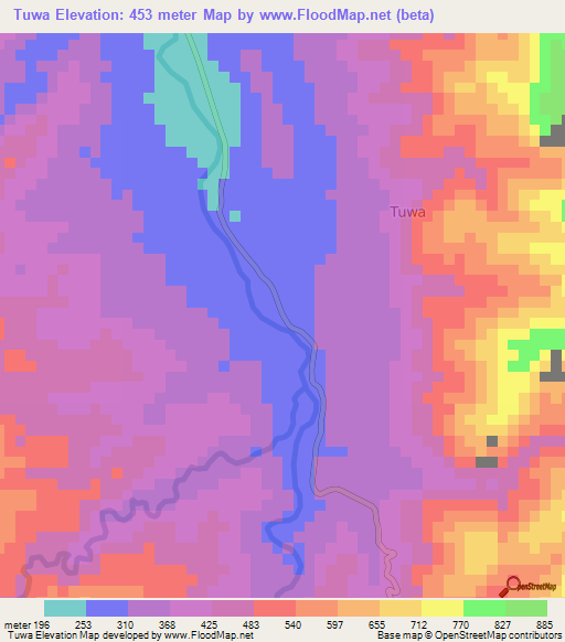 Tuwa,Indonesia Elevation Map