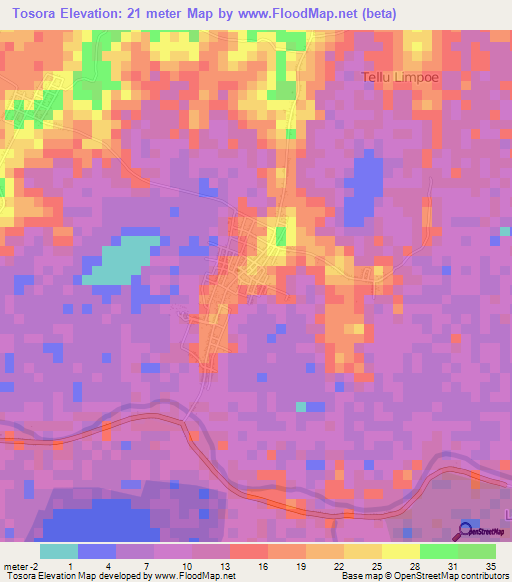 Tosora,Indonesia Elevation Map