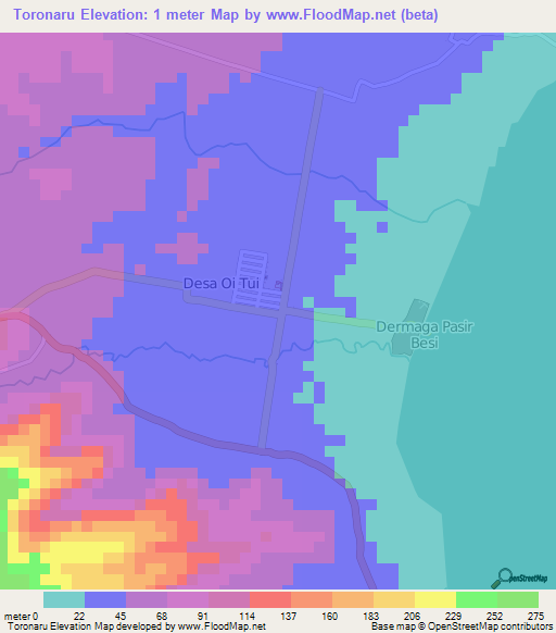 Toronaru,Indonesia Elevation Map