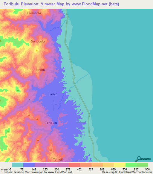 Toribulu,Indonesia Elevation Map