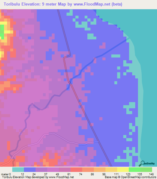 Toribulu,Indonesia Elevation Map