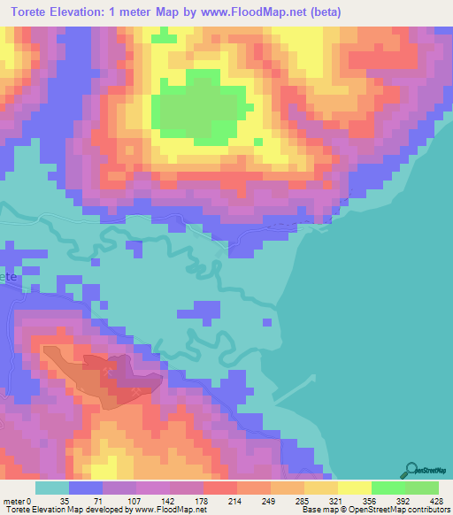 Torete,Indonesia Elevation Map