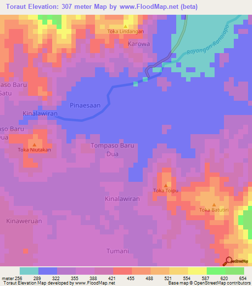 Toraut,Indonesia Elevation Map