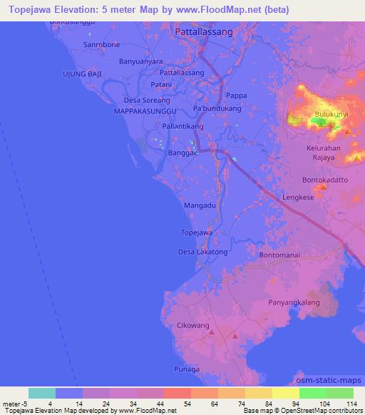 Topejawa,Indonesia Elevation Map