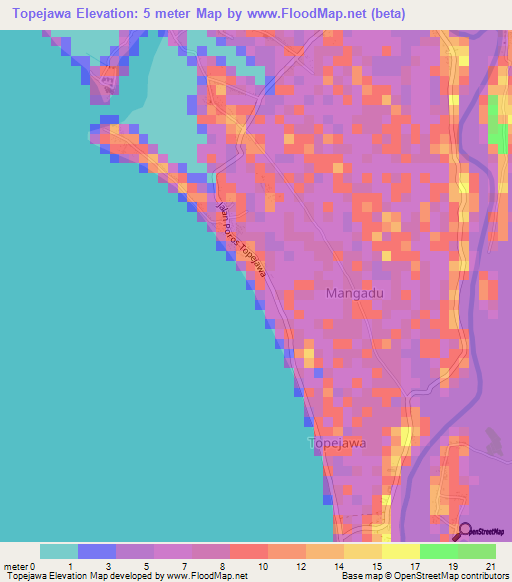 Topejawa,Indonesia Elevation Map