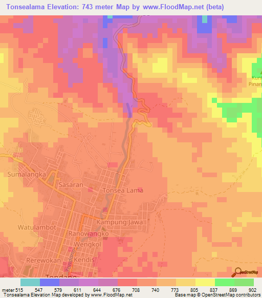 Tonsealama,Indonesia Elevation Map