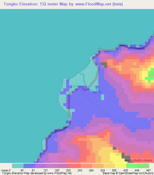 Tongku,Indonesia Elevation Map