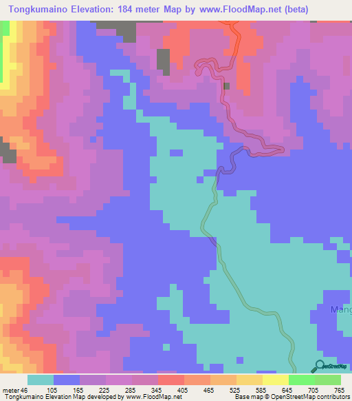 Tongkumaino,Indonesia Elevation Map