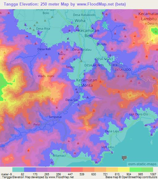 Tangga,Indonesia Elevation Map