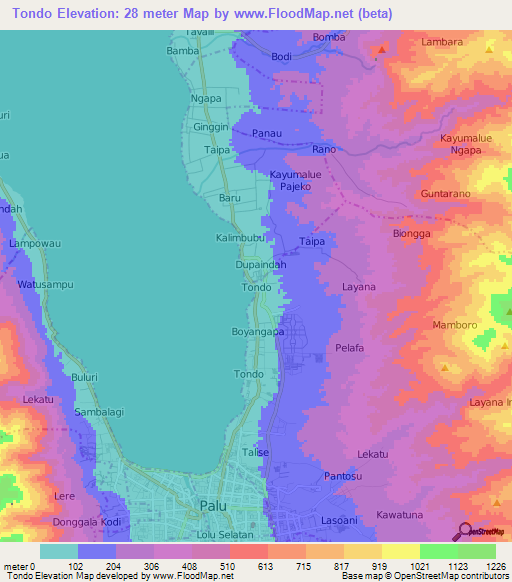 Tondo,Indonesia Elevation Map