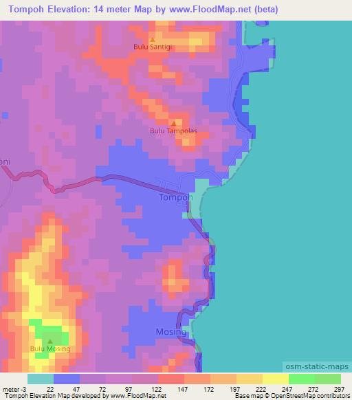 Tompoh,Indonesia Elevation Map