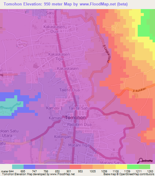 Tomohon,Indonesia Elevation Map